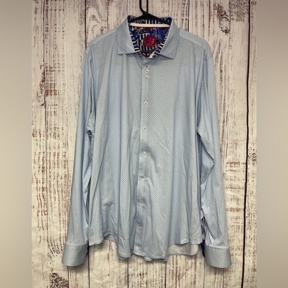 Au Noir Blue Geometric Diamond Long Sleeve Button-Down Shirt Mens Sz 6 (2X) - Picture 1 of 9